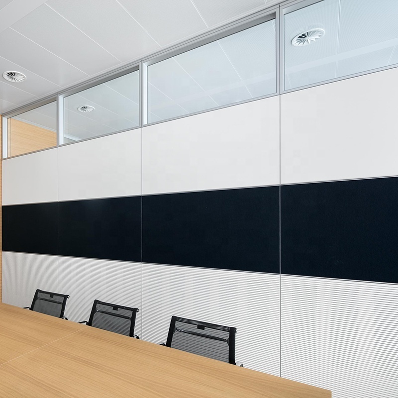 Customized aluminum office double single glazed glass partition walls with steel solid panel