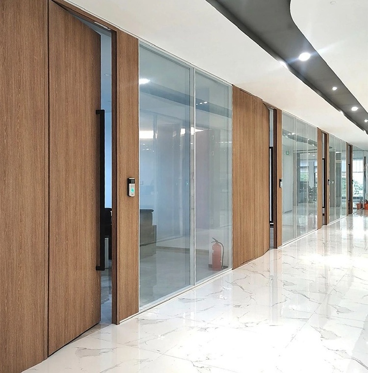 Full height used office glass partition wooden partition wall wood panel partition divider