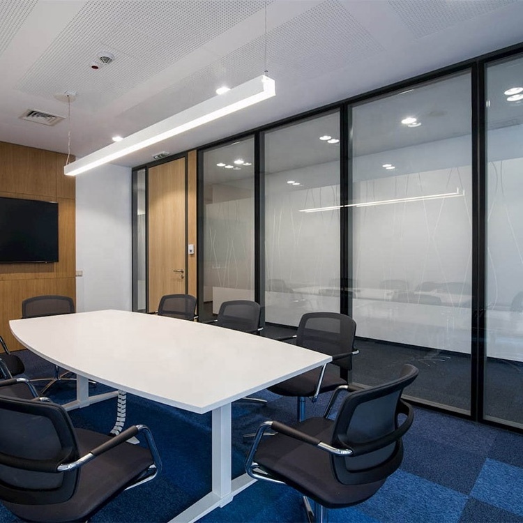 Soundproof aluminium fixed wall glass partition glazed office screens with door