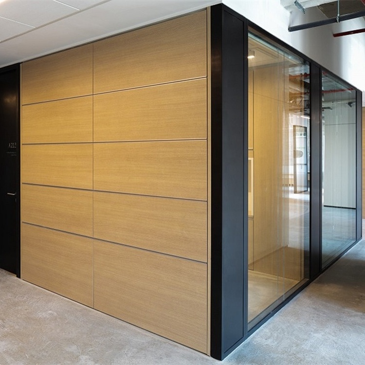 Soundproof glass wooden partition divider wall for conference room