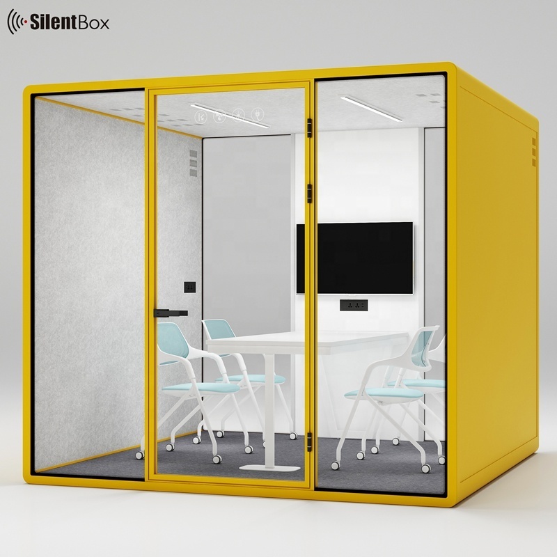 Soundproof meeting pods hush portable office pods acoustic room office pod for 4-6 people