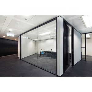 Soundproof frameless glass partition curved office glass full height partition wall with transparent glass