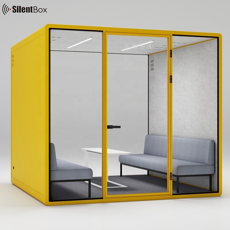 Soundproof meeting pods hush portable office pods acoustic room office pod for 4-6 people