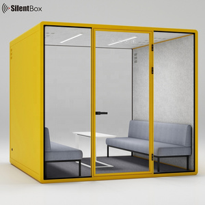 Soundproof meeting pods hush portable office pods acoustic room office pod for 4-6 people