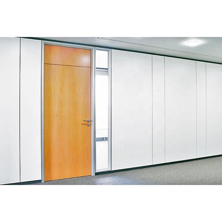 Temporary metal and glass and wooden partition walls for office room