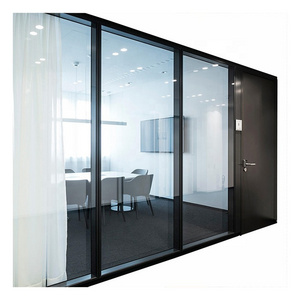 Portable framed fixed glass partition door office partition wall cubicle for commerical building