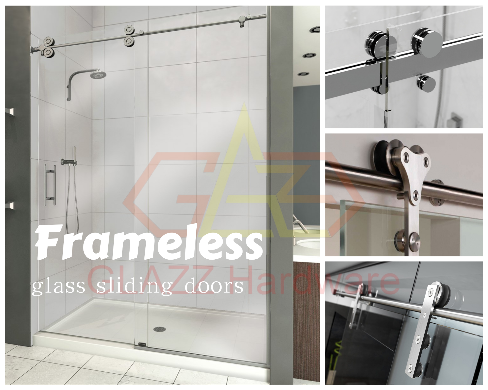 Simple and fashionable glass frameless shower room sliding door