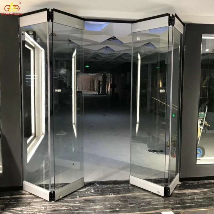 Latest European American Style Standards Soundproof Movable Frameless Glass Door Folding Door Frameless Folding