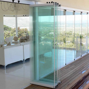 New design full open aluminium sliding folding glass door window