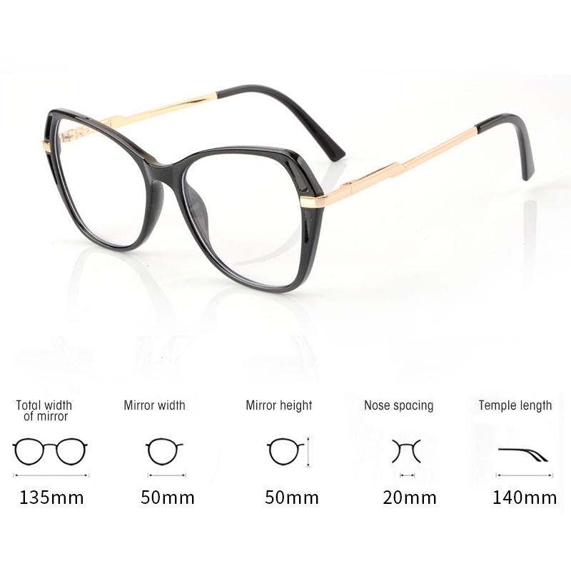 Glazzy Fashion Luxury TR90 Cat Eye Glasses Frame Custom Logo With Anti Blue Light Glasses Cat Eye Blue Light Glasses For Women