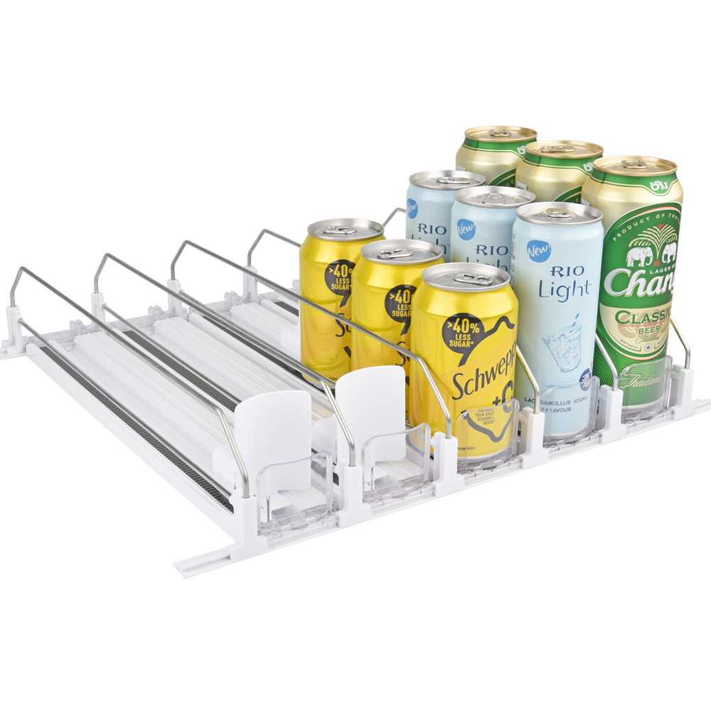 10 Lane Pusher Glide Drink Bottle Organizer, Adjustable Beverage Spring Pusher Glide For Fridge