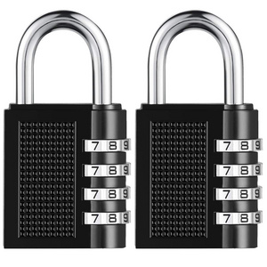 Black 4 Dials Resettable Combination Password Lock Safe Door Locker Pad Lock backpack Padlock For Travel Luggage Suitcase