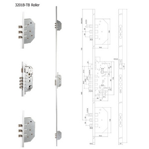 High Security European Style 3201B Mortise 3 Point door Lock Body For Wooden Door Lock