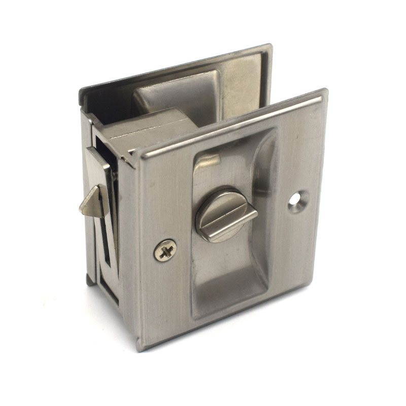 Hidden hook lock Concealed Recessed flush Invisible Pull Handle square sliding pocket door lock