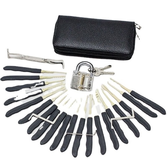 Practice Train Key Transparent Padlock 24 Pieces Pick Lock Tool Kit lock pick set