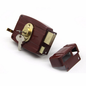 Aluminum cylinder brass latch black red color rim middle east door rim lock outdoor wooden door rim bolt door  lock