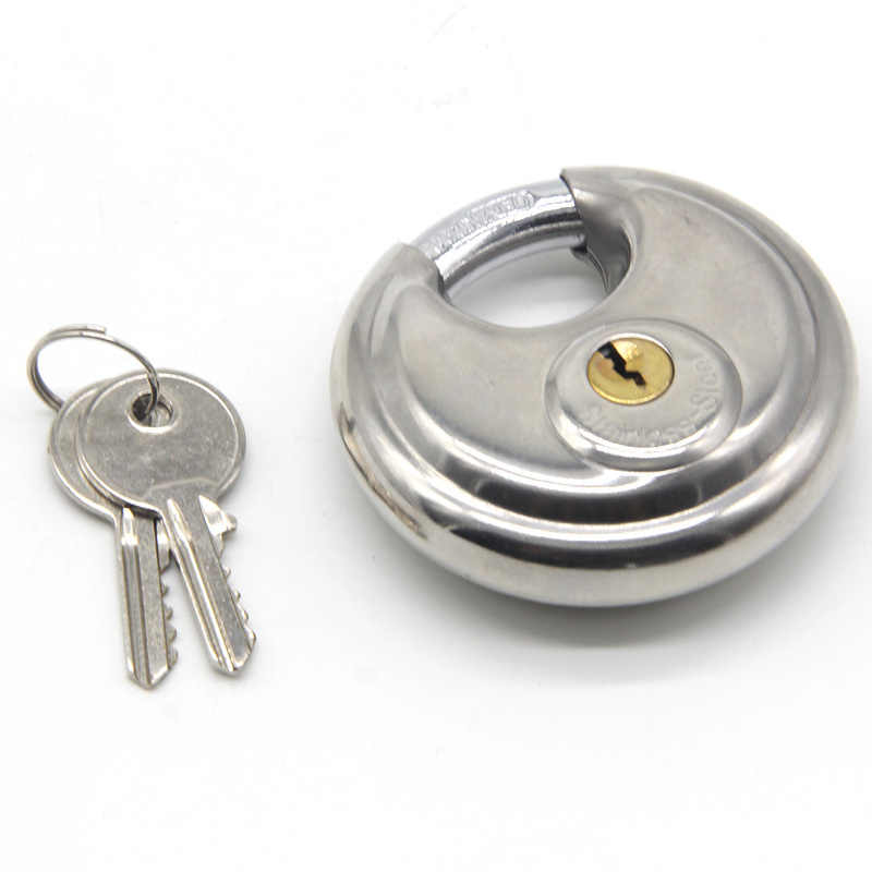 Solid hardened chromed  Waterproof High Quality Stainless Steel 50-90mm Disc Padlock