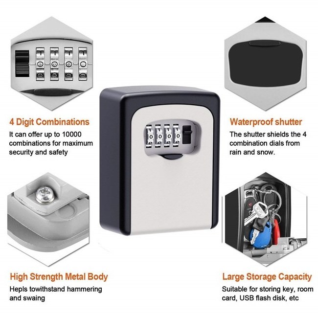 Secure External Password  Storage  Padlock Combination Lock Key Safe key box lockbox for keys