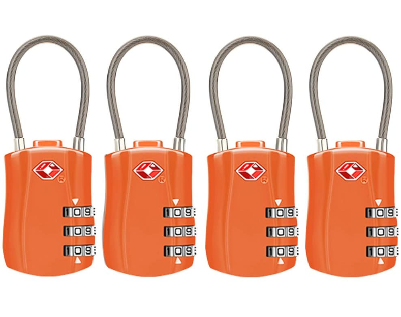 Orange Color Suitcases TSA padlock Approved Travel Combination Cable Luggage Locks