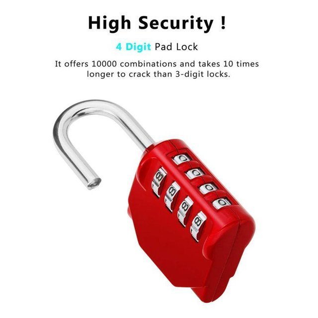 Hot Selling Resettable Zinc Alloy 4 Digit padlock Black Combination padlock School Gym Cabinet code Pad Locks