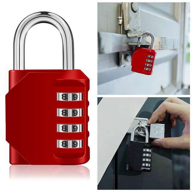 Hot Selling Resettable Zinc Alloy 4 Digit padlock Black Combination padlock School Gym Cabinet code Pad Locks