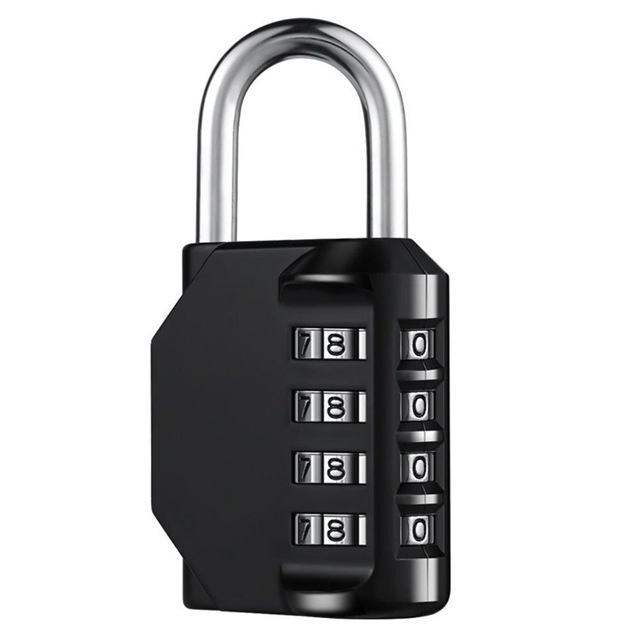 Hot Selling Resettable Zinc Alloy 4 Digit padlock Black Combination padlock School Gym Cabinet code Pad Locks