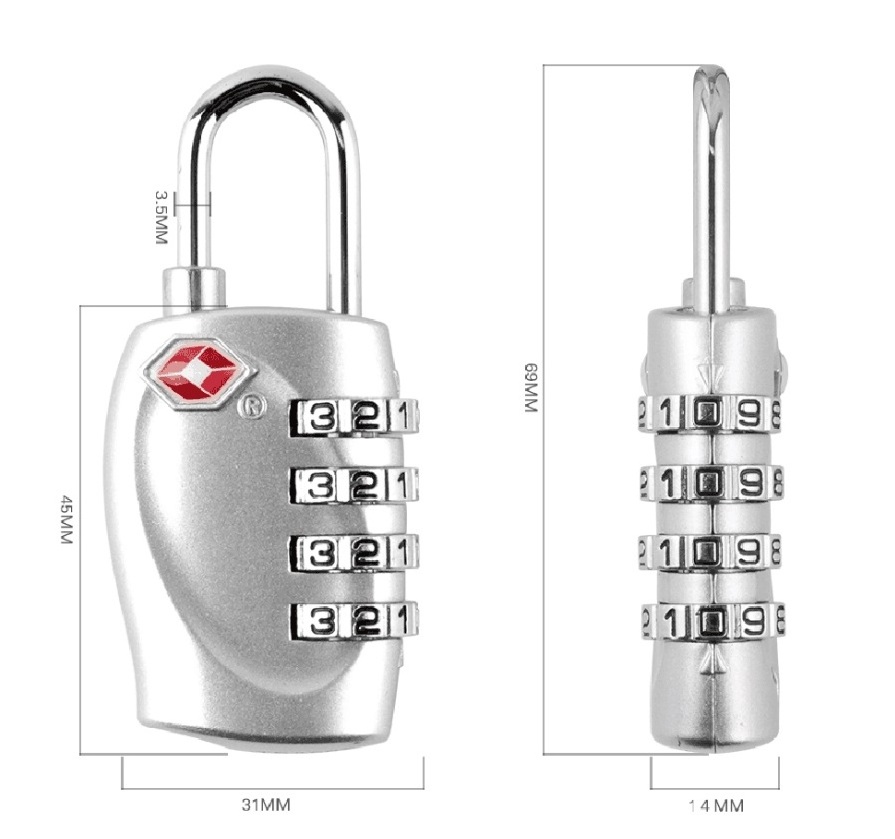 3 Dial Digit TSA Resettable Password Mini Suitcase Luggage Metal Code Combination Padlocks Pad Locks