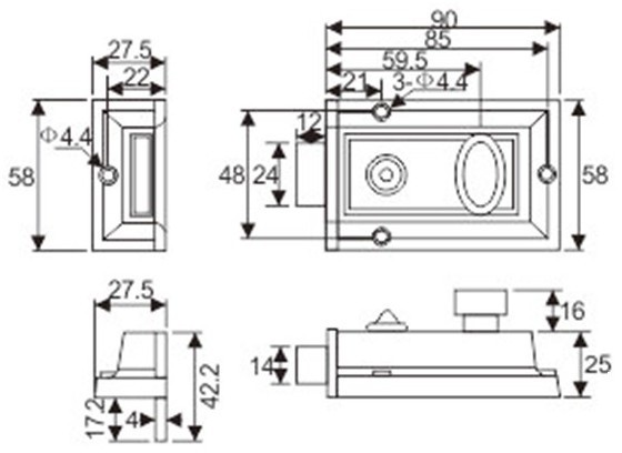 Australian high Quality Standard 564 door lock Bird Night Latch rim Door Locks