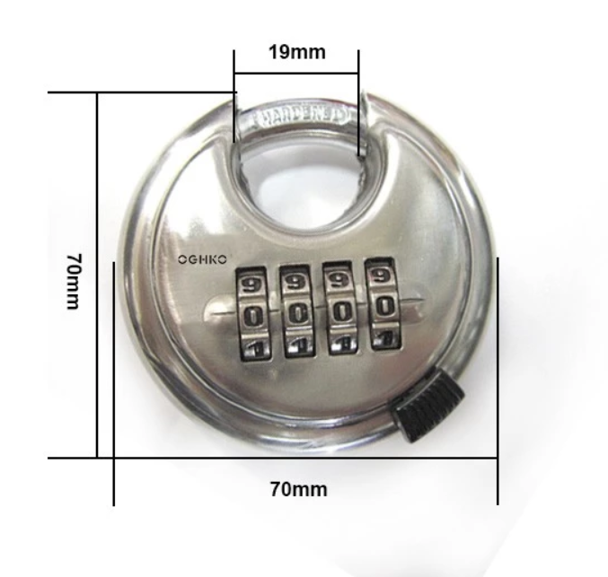 Heavy Duty 4-Digit Stainless Steel 304 Weatherproof Keyless password disc padlock 90mm