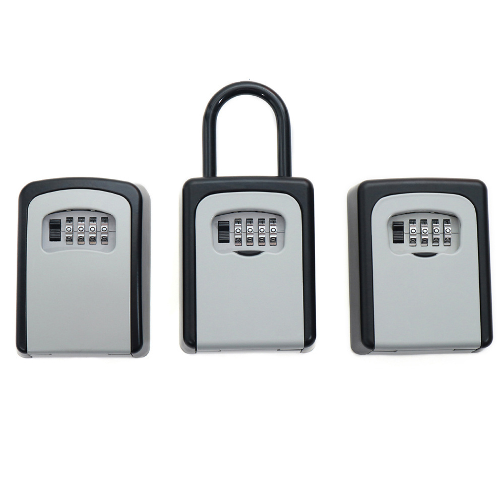 Small metal lock box wall mount 4 digit key storage box cabinet security safes combination heavy keylock box