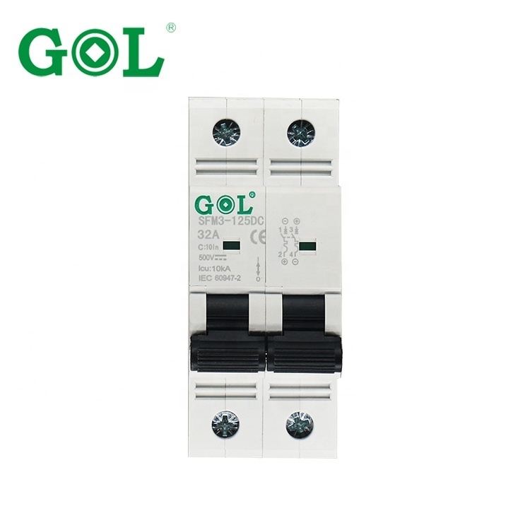 GOL 80A 100A 125A DC MCB DC mini circuit breaker Miniature Circuit Breaker 2P Icu 10KA