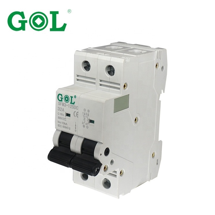 GOL 80A 100A 125A DC MCB DC mini circuit breaker Miniature Circuit Breaker 2P Icu 10KA