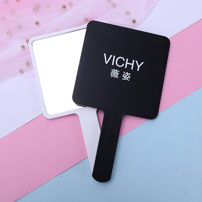 Plastic One Side Square Mirror Personalized Folding Custom LOGO UV Printing Long Hand Cosmetic Makeup Handheld Mirror