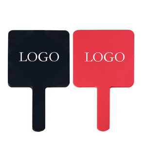 Small MOQ custom logo square shapes cosmetic cute pink hand mirrors private label wholesale bulk salon hand held mirror