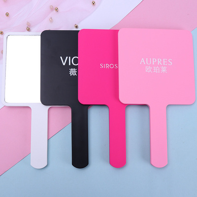 Plastic One Side Square Mirror Personalized Folding Custom LOGO UV Printing Long Hand Cosmetic Makeup Handheld Mirror