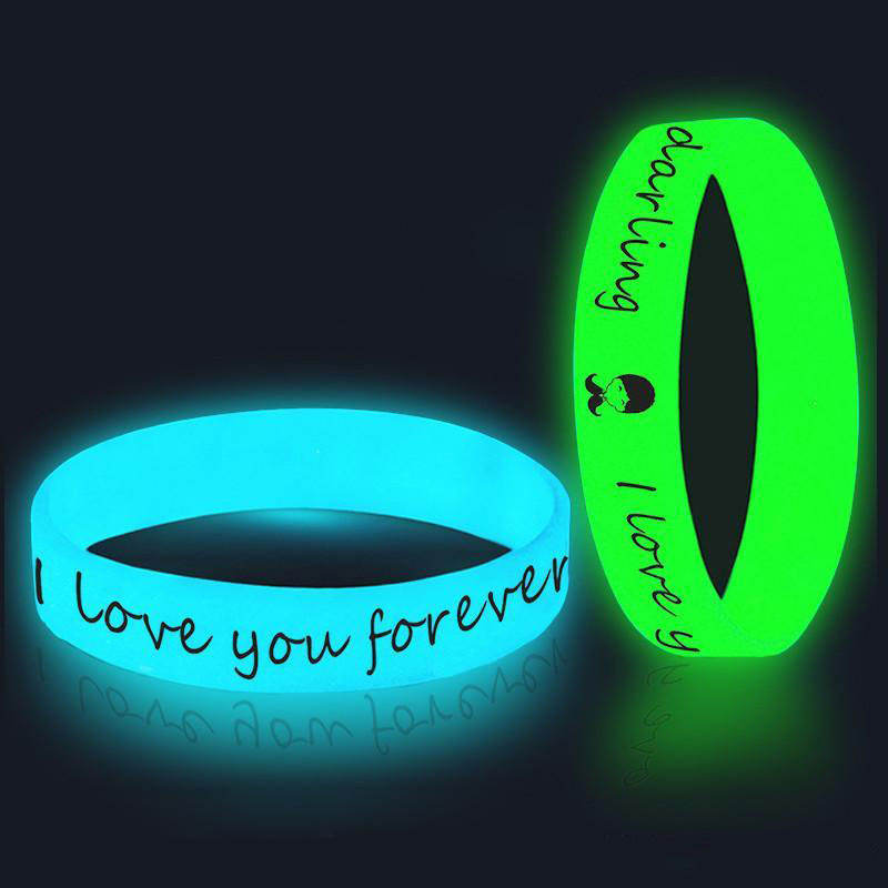 Custom Logo Color Size Glow In Dark Silicone Glowing Bracelet Custom luminous silicone wristband