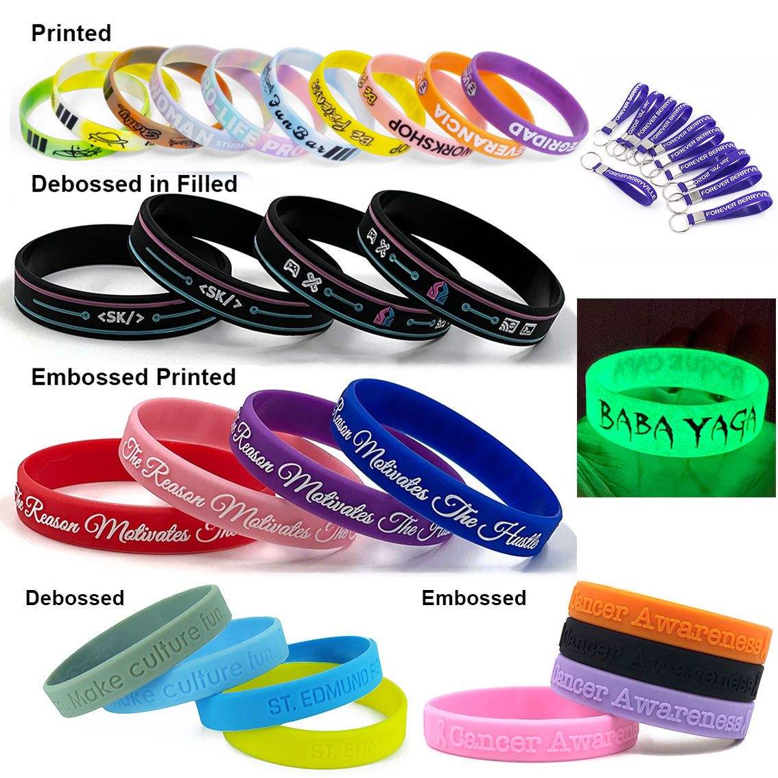 Festival Personalized  Wristbands Rubber Bracelet Custom Branded Logo Silicone Wrist Band