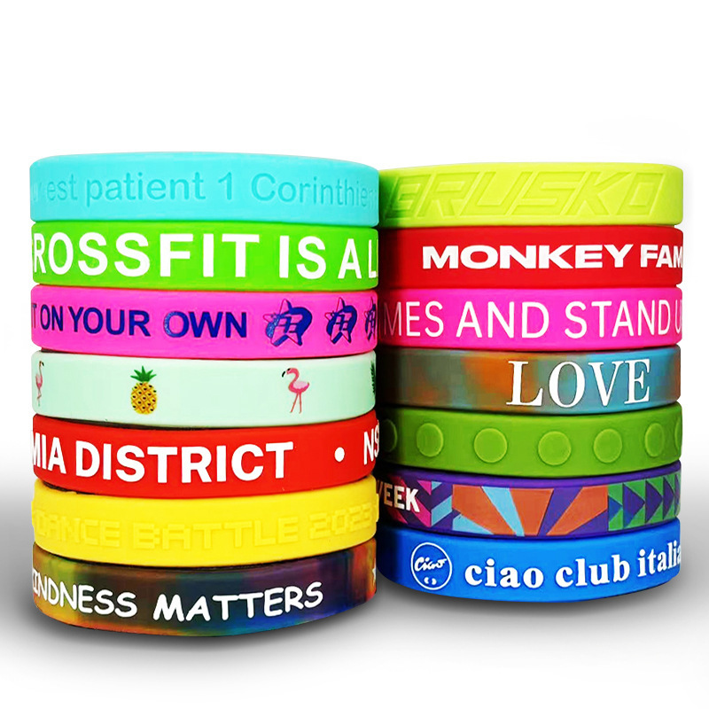 Customized Product Pattern Logo Custom Silicone Rubber Material Best Personalised Wristbands With Logo Custom