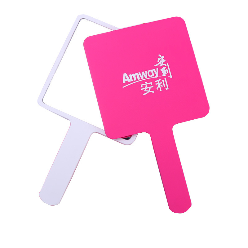 Small MOQ custom logo square shapes cosmetic cute pink hand mirrors private label wholesale bulk salon hand held mirror