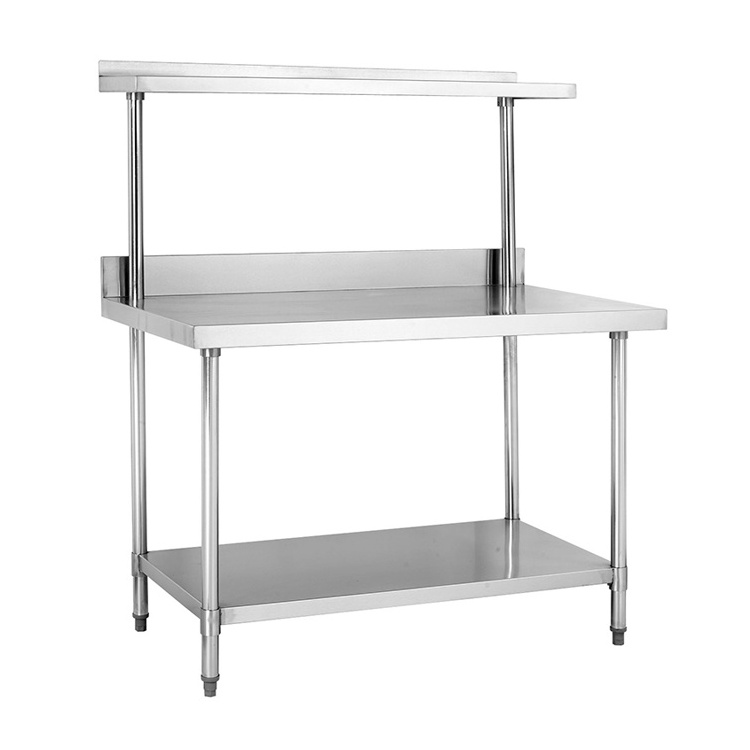 Stainless Steel Commercial Kitchen 2 deck working table With Splashback