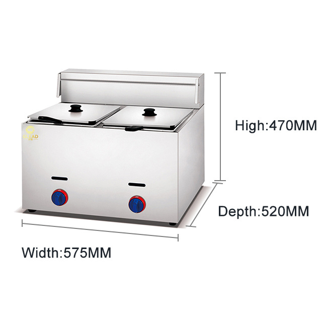 Gas Double Cylinder Double Screen Fryer vertical home use fish potato chicken electric deep oil fryer for restaurant