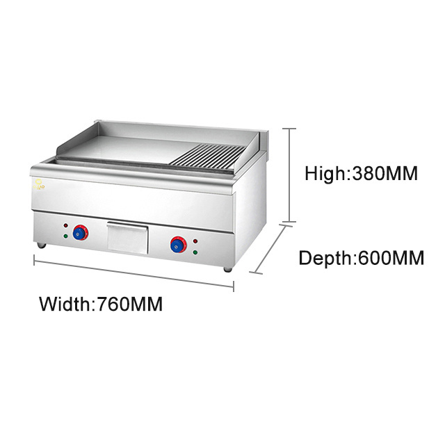 Electric half flat half pit griddle Electric Japanese Teppanyaki Grill Table Stainless Steel