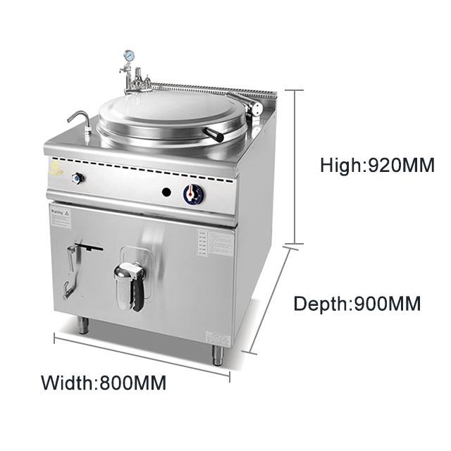 100 150 L Boiling Pan Tilting With Mixer 150Ltr Pot Tilt Open Jacketed Lpg Gas Wheat With Gas Indirect Jacket Heating