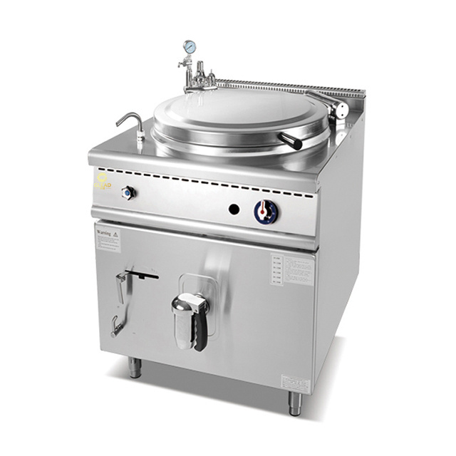 100 150 L Boiling Pan Tilting With Mixer 150Ltr Pot Tilt Open Jacketed Lpg Gas Wheat With Gas Indirect Jacket Heating