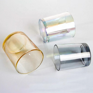 wholesale frosted glass votive candle holders vintage recycled rainbow colored glass candle holder decoration glass