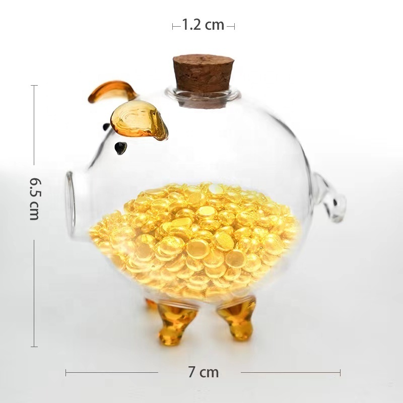 Customized Coin Wholesale Price Handmade Crafts Glass Coins Storage Box Glass Piggy Bank Glass Jar