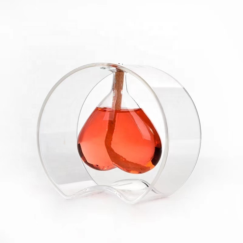 Hand Made Heart Shaped Refillable Glass Oil Lamp Sturdy Borosilicate Glass Liquid Bliss Petite Glass Oil Candle