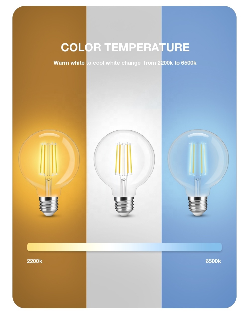 GL-B-004P Gledopto ZigBee Filament Bulbs G95 Smart Vintage Bulb Works With Hubitat Golden/Clear Glass Filament Lamp E27 7W 800LM