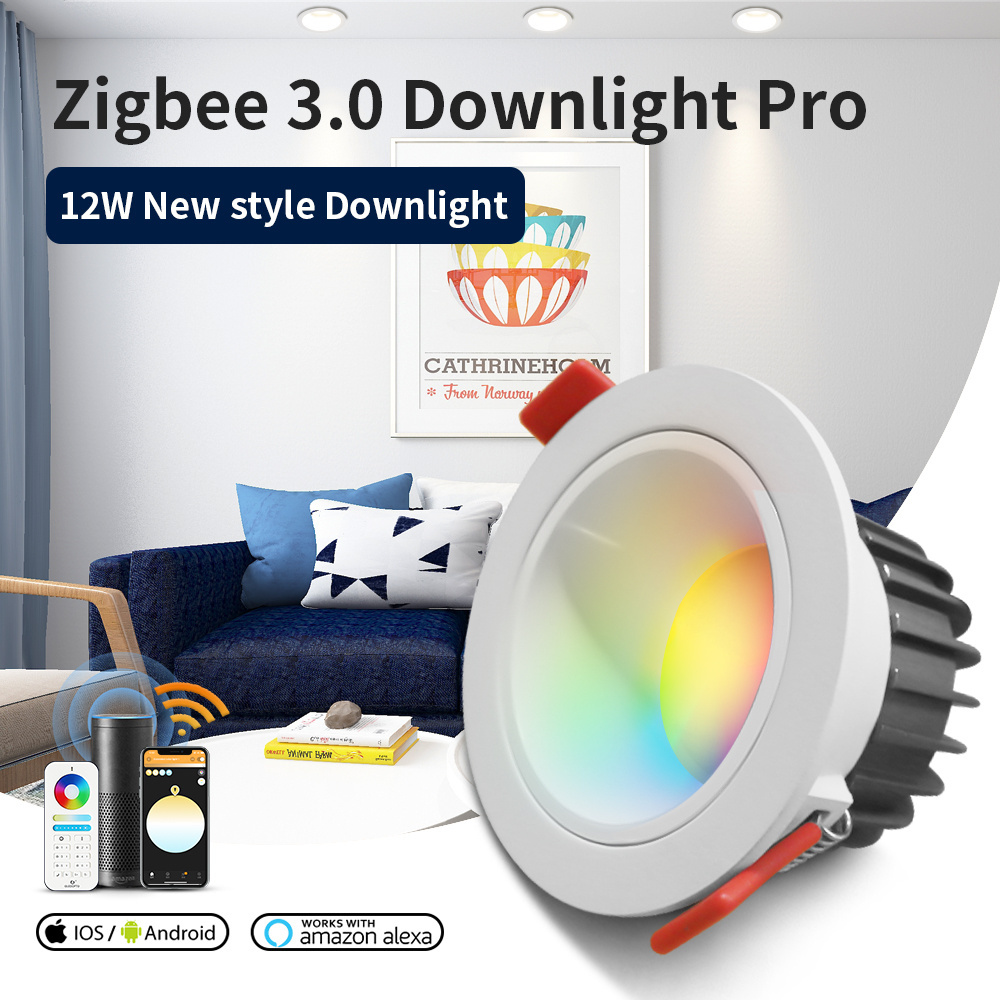 Gledopto Pro LED Recessed Lighting 6 Inch 12W LED Downlight ZigBee Smart Recessed Lights RGBWW Can Lights