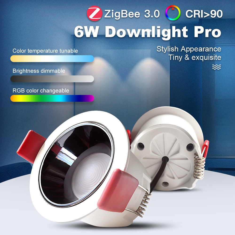 New style Zigbeezigbee downlight RGB 6W Alexa Smart Recessed Light Bulbs CRI>90 App Dimmable GL-D-002P